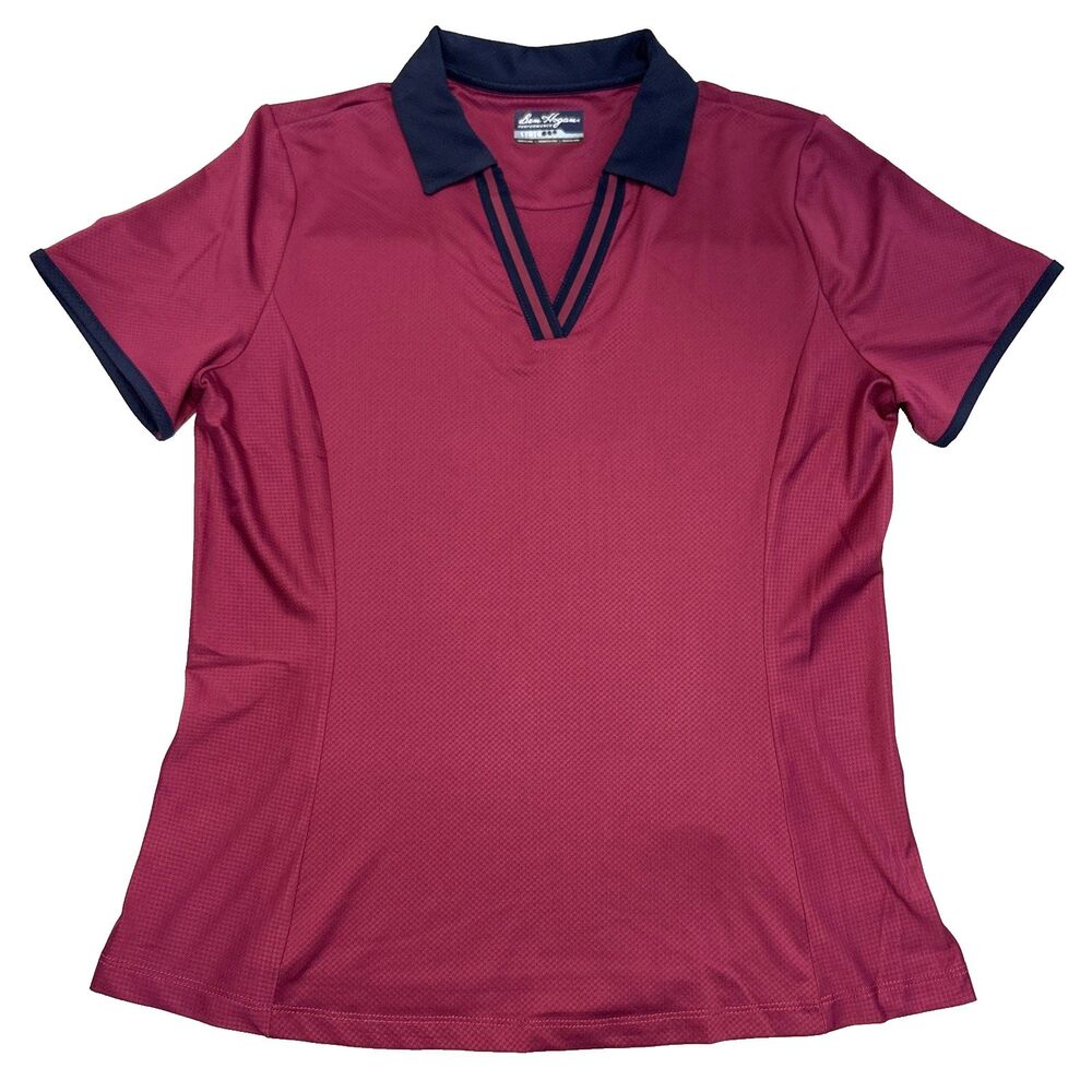 Ben Hogan Womens Large Golf Polo Shirt Berry Maroon Short Sleeve Performance